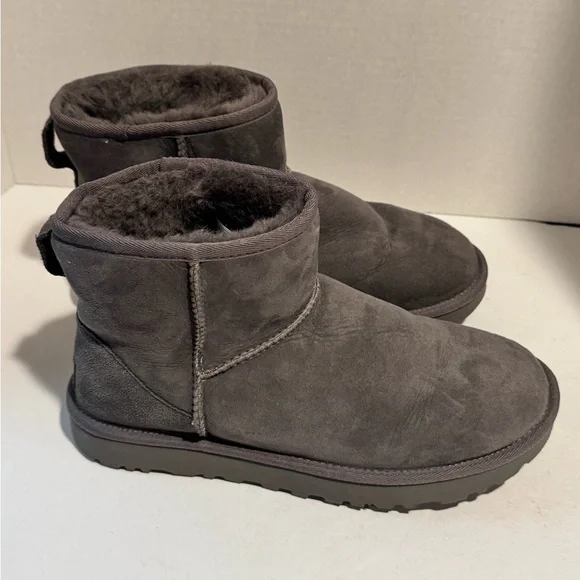 UGG Cozy Gray Suede Ankle Boots - Picture 4 of 6